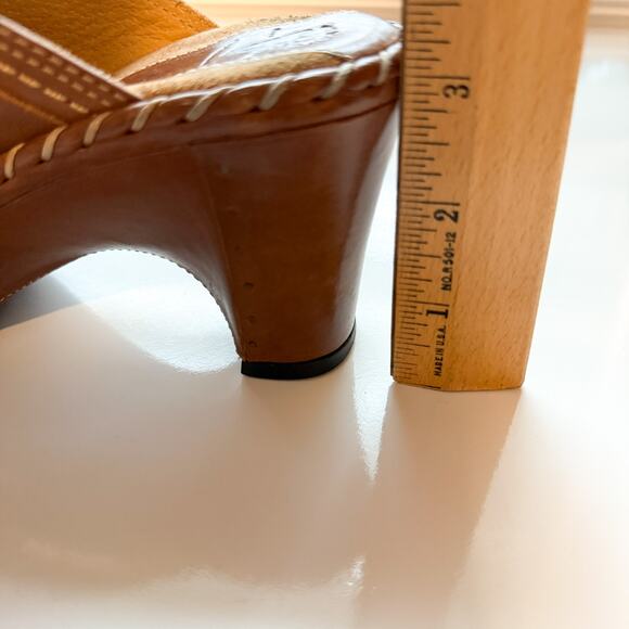 Frye Charlotte Ring Harness Brown Leather Clogs Cognac Brown Size 6M - Picture 11 of 11